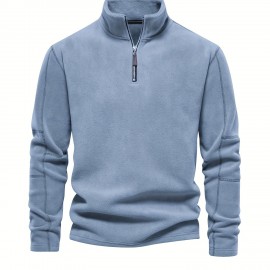 Men's Corduroy Zip-Up V-Neck Sweatshirt - Polyester