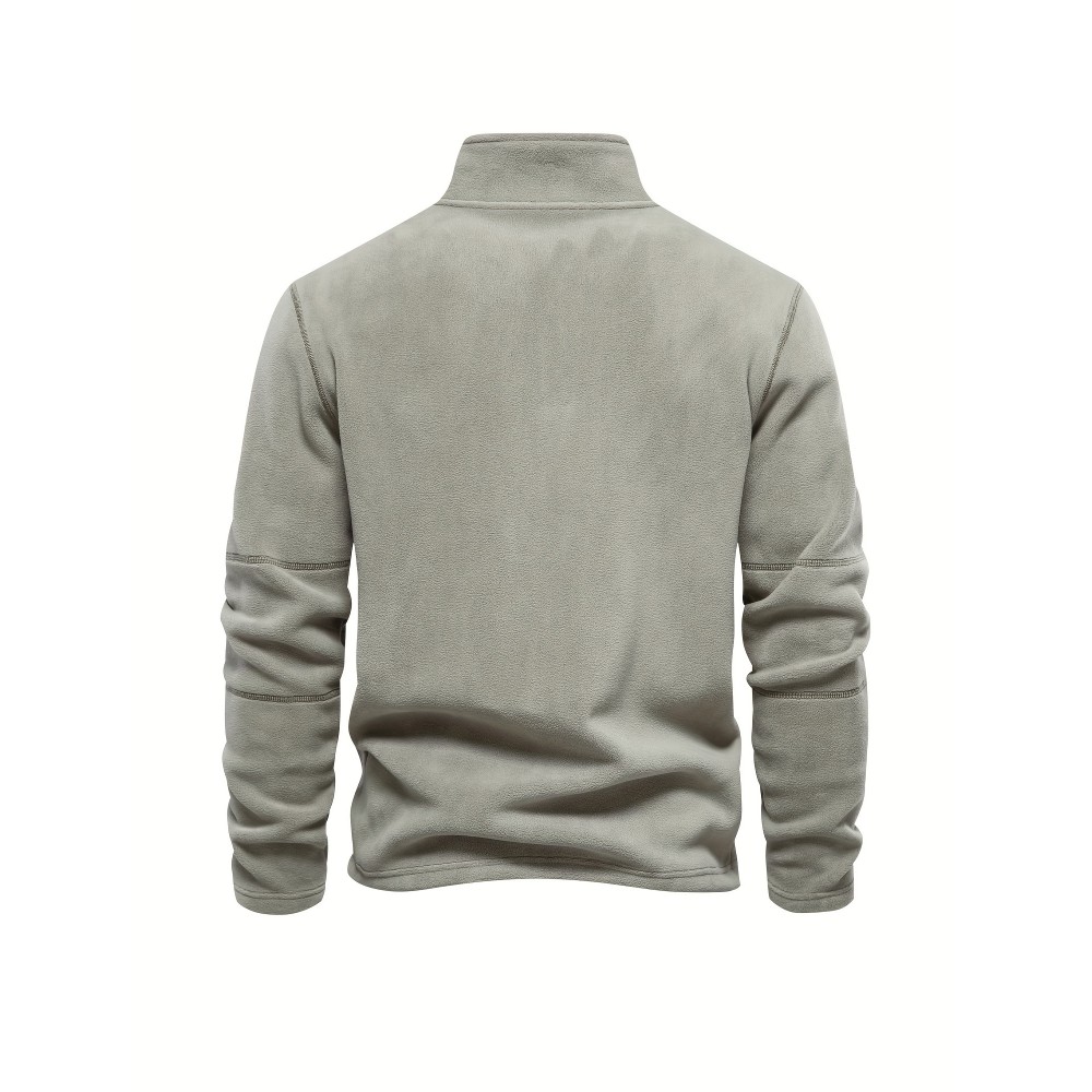 Men's Corduroy Zip-Up V-Neck Sweatshirt - Polyester