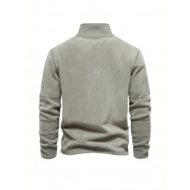 Men's Corduroy Zip-Up V-Neck Sweatshirt - Polyester
