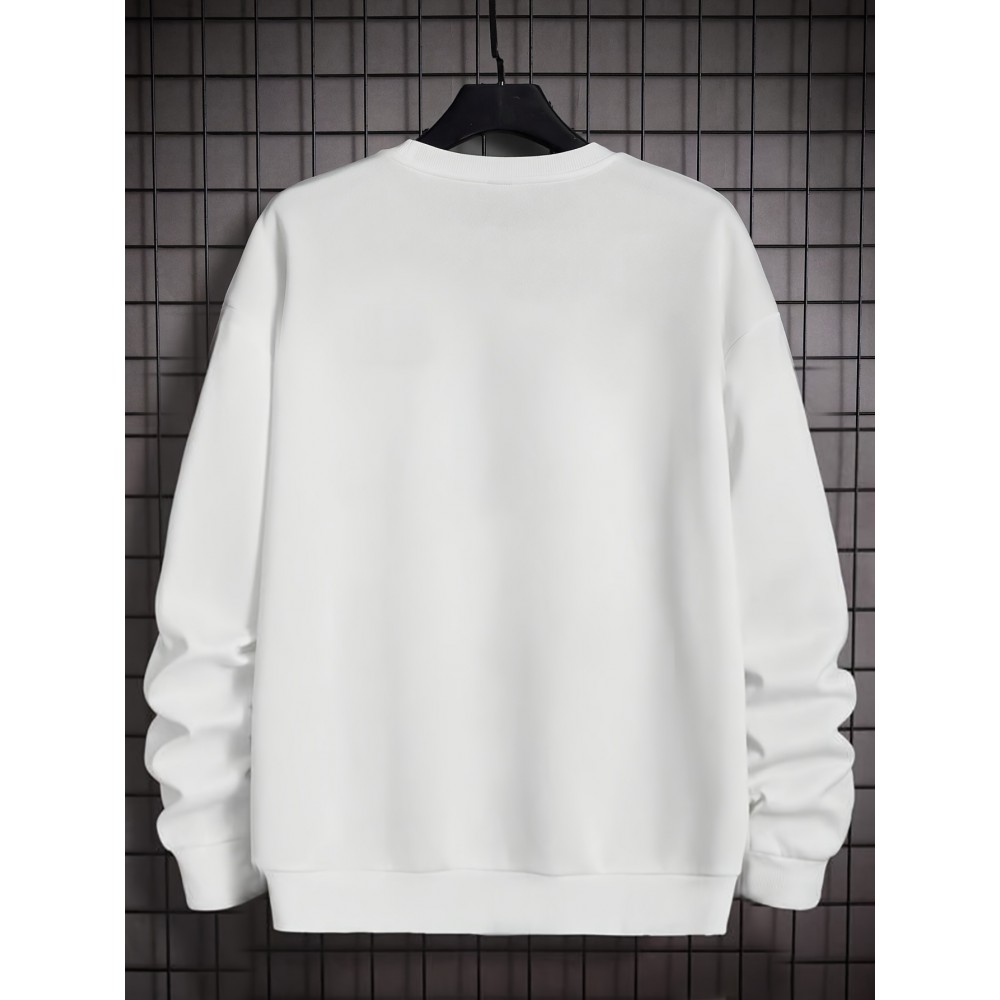Men's Green Badge-Print Polyester Pullover Sweatshirt