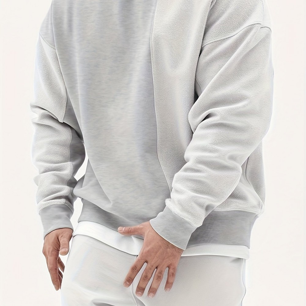 男士纯棉连帽衫 - 纯色长袖宽松休闲上衣