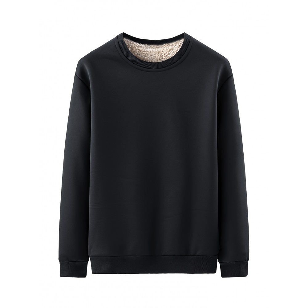Men's Casual Crew Neck Sweatshirt - Polyester-Spandex