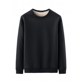 Men's Casual Crew Neck Sweatshirt - Polyester-Spandex