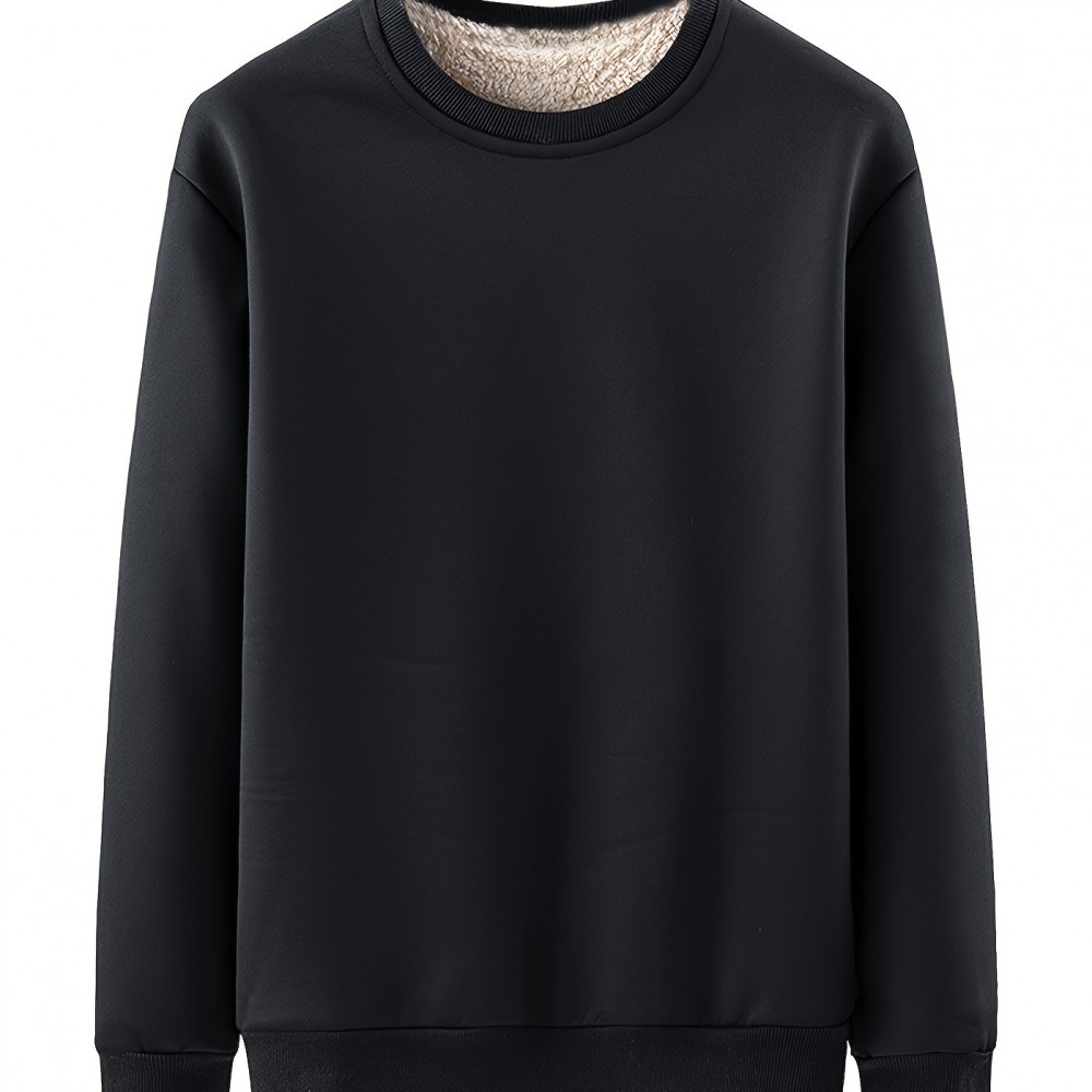 Men's Casual Crew Neck Sweatshirt - Polyester-Spandex