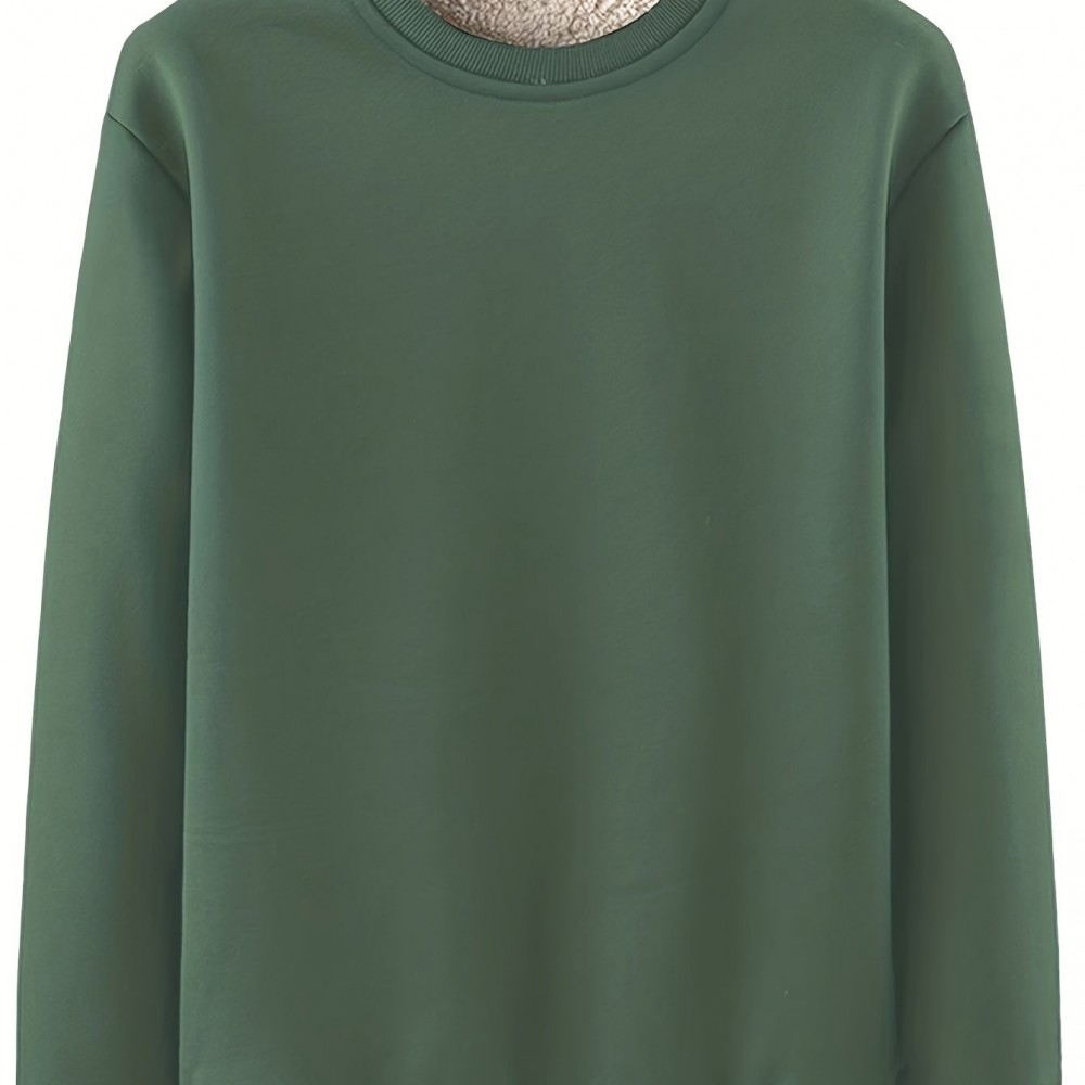 Men's Casual Crew Neck Sweatshirt - Polyester-Spandex