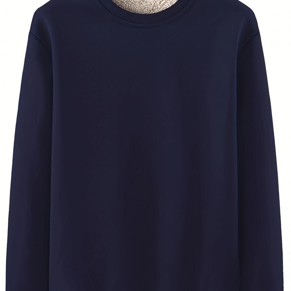 Men's Casual Crew Neck Sweatshirt - Polyester-Spandex