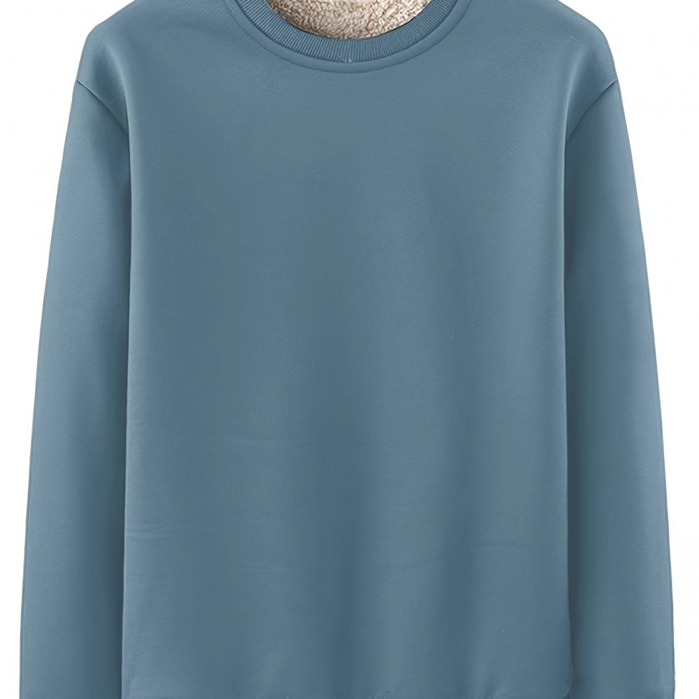 Men's Casual Crew Neck Sweatshirt - Polyester-Spandex