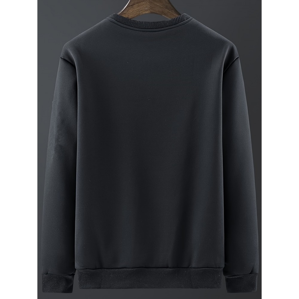 Men's Casual Crew Neck Sweatshirt - Polyester-Spandex