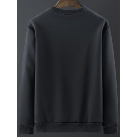 Men's Casual Crew Neck Sweatshirt - Polyester-Spandex
