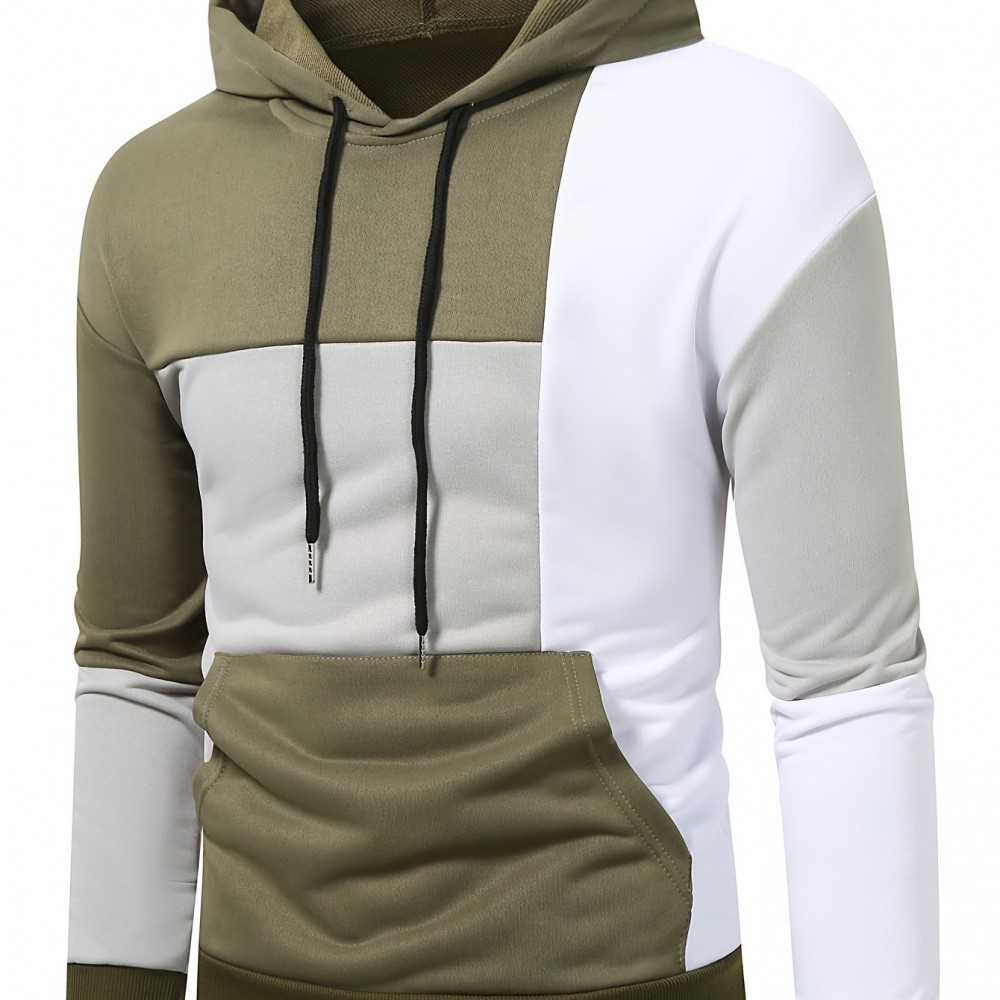 Men's Stretch Hoodie – Solid Color Pullover for Spring/Fall