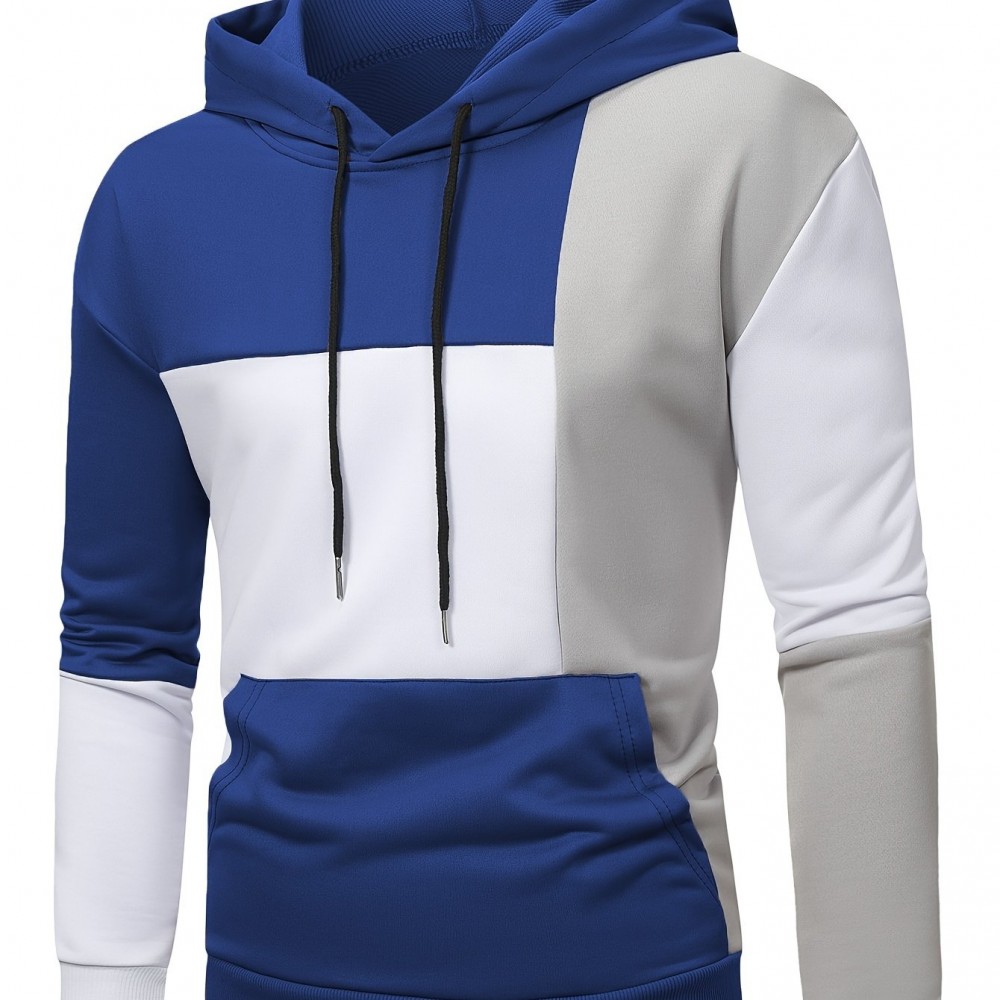 Men's Stretch Hoodie – Solid Color Pullover for Spring/Fall