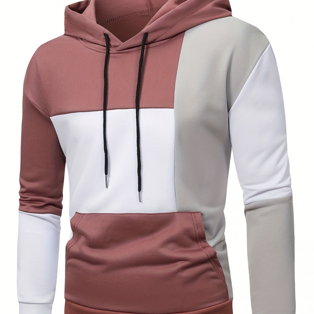 Men's Stretch Hoodie – Solid Color Pullover for Spring/Fall