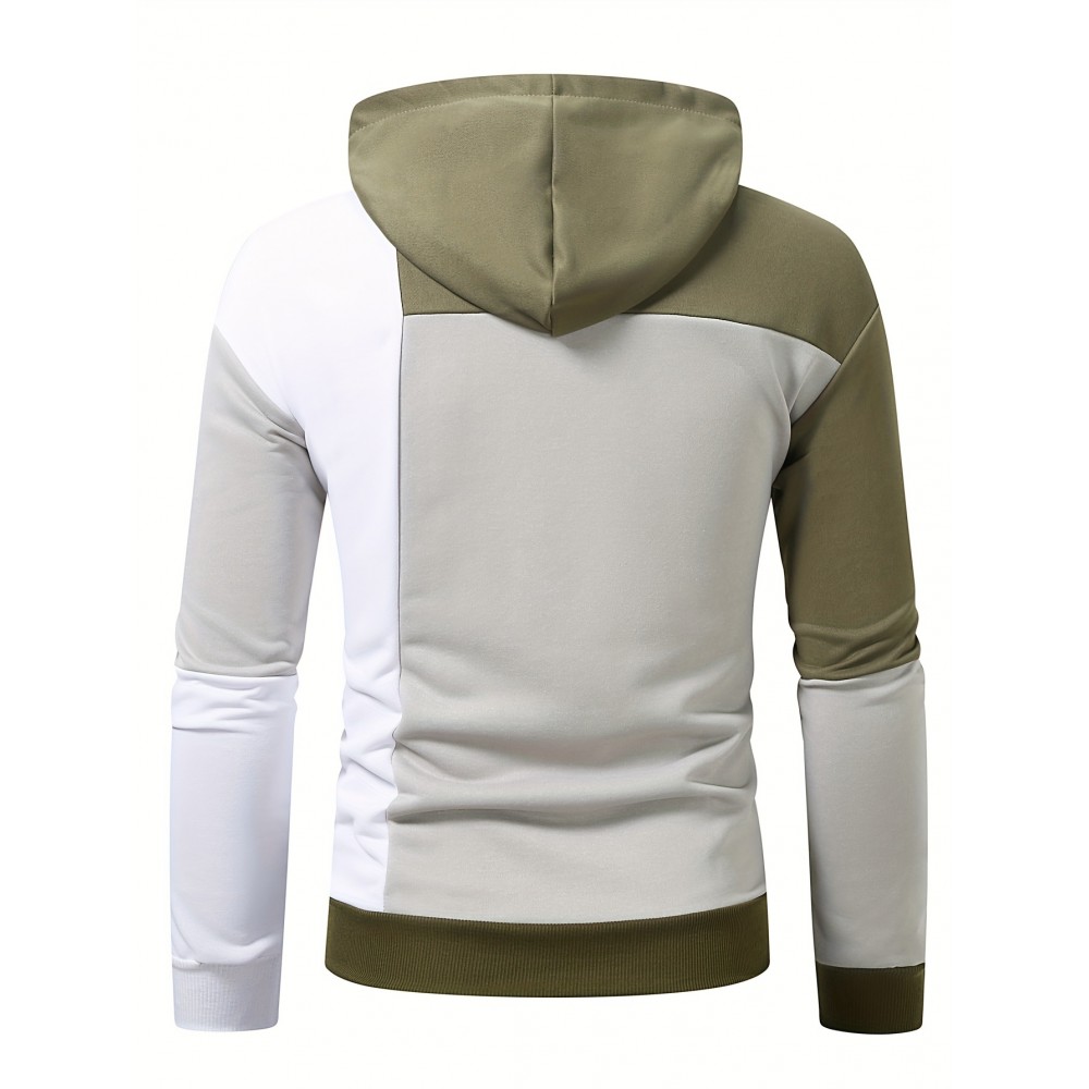 Men's Stretch Hoodie – Solid Color Pullover for Spring/Fall