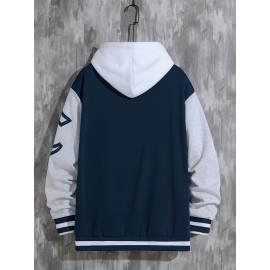 Men's Loose-Fit Polyester Baseball Jacket – V-Neck