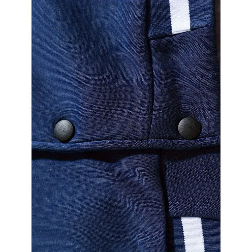 Men's Loose-Fit Polyester Baseball Jacket – V-Neck
