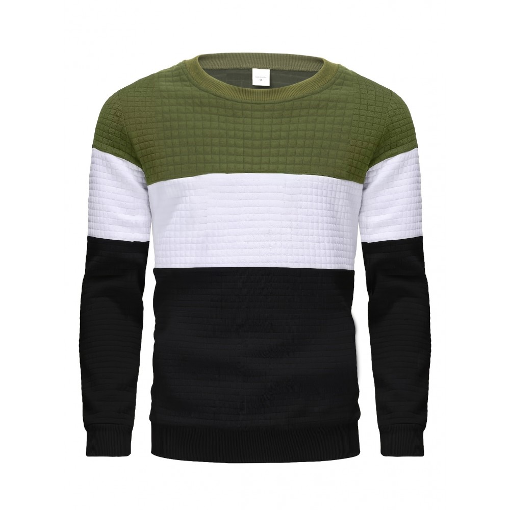 Men's 100% Polyester Block Color Crew Sweatshirt
