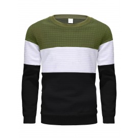 Men's 100% Polyester Block Color Crew Sweatshirt