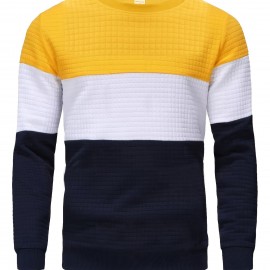 Men's 100% Polyester Block Color Crew Sweatshirt