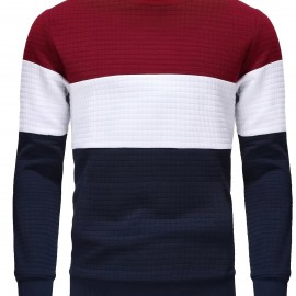 Men's 100% Polyester Block Color Crew Sweatshirt