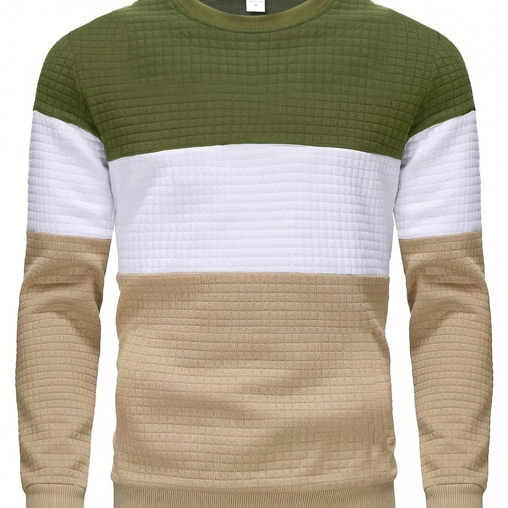 Men's 100% Polyester Block Color Crew Sweatshirt