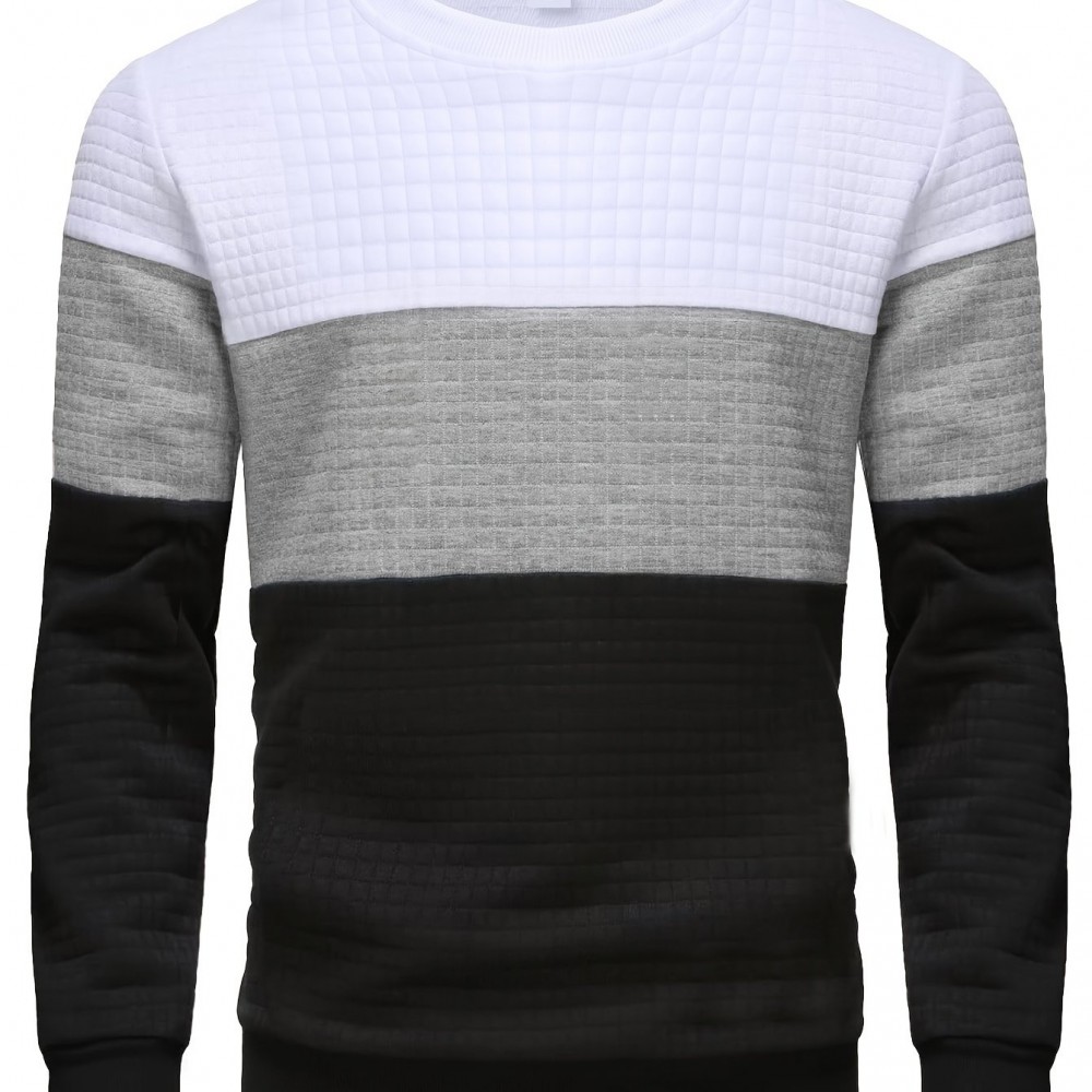 Men's 100% Polyester Block Color Crew Sweatshirt