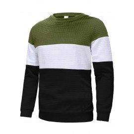 Men's 100% Polyester Block Color Crew Sweatshirt