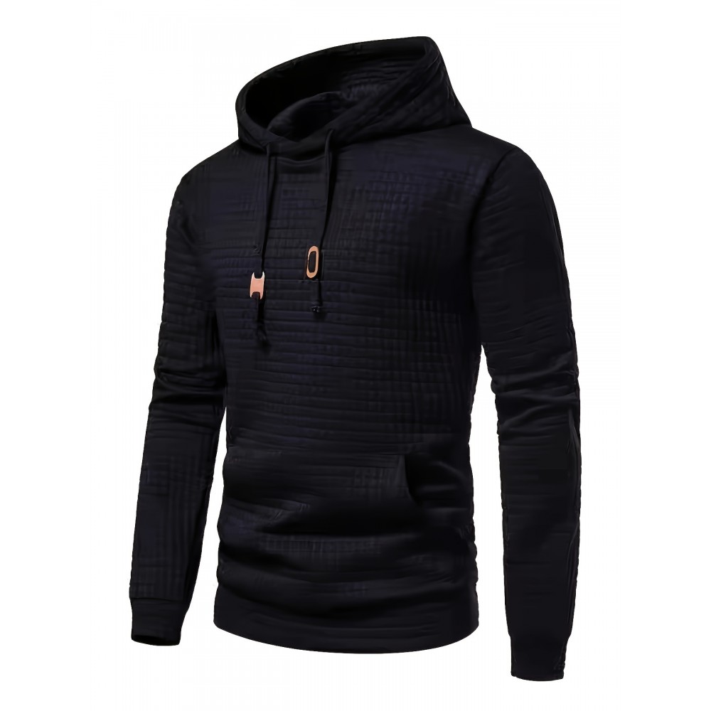 Men's Polyester Waffle-Knit Hoodie – Kangaroo Pocket