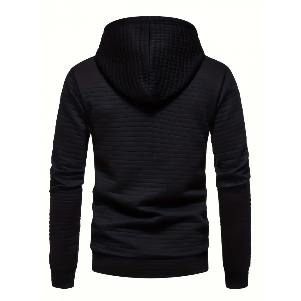 Men's Polyester Waffle-Knit Hoodie – Kangaroo Pocket