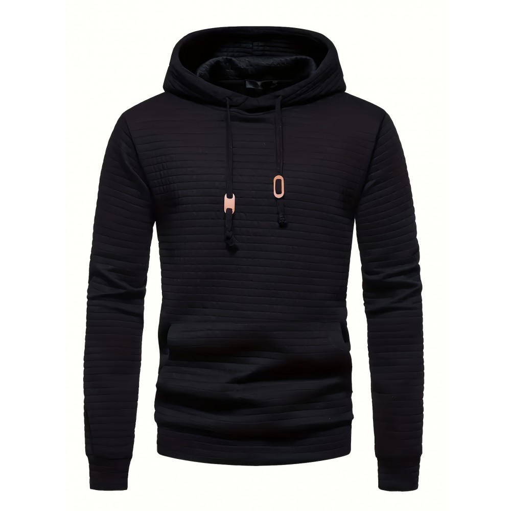Men's Polyester Waffle-Knit Hoodie – Kangaroo Pocket