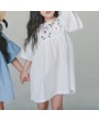 花朵刺绣纯棉女童A字裙——适合4–15岁