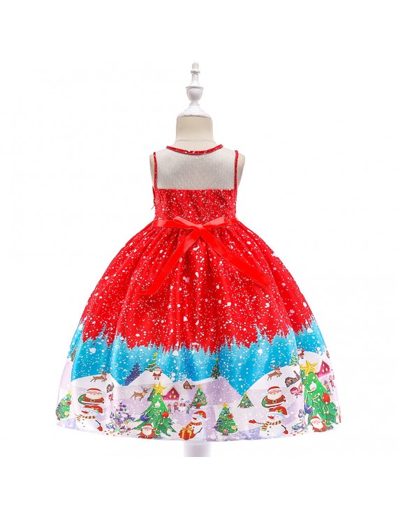 女童圣诞派对连衣裙 - 棉涤纶A字型蓬蓬裙（90–140厘米）