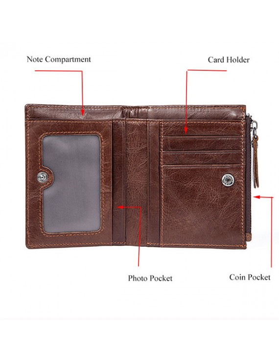复古竖款真皮6卡位硬币钱包(男士专用)