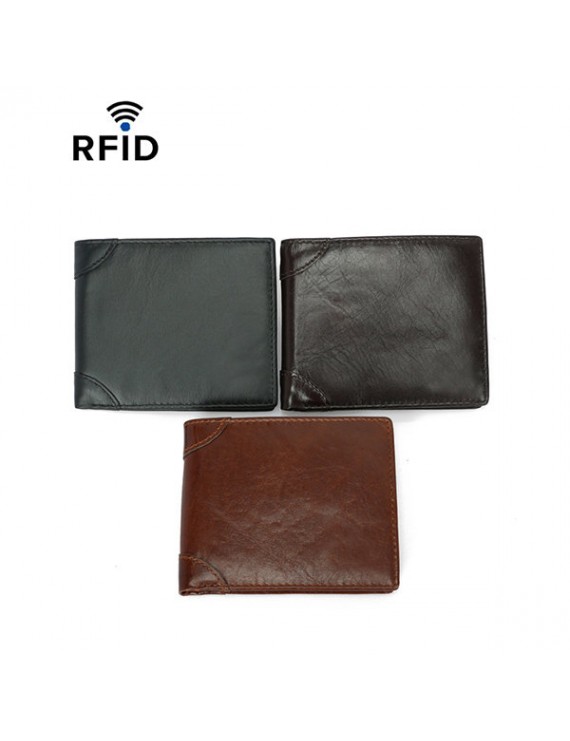 RFID屏蔽超薄牛皮商务钱包