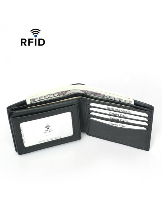 RFID屏蔽超薄牛皮商务钱包