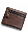 复古真皮三折男士钱包——11卡位+拉链零钱袋