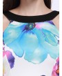 女士花卉印花挂脖式休闲连衣裙