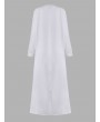 女士纽扣前襟长袖及踝连衣裙 – 白色