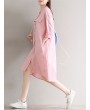 女士粉色及膝衬衫裙 - 3/4袖、立领