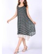 女士无袖条纹棉质夏季连衣裙(S–5XL多尺码可选)