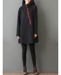 女士高领拉链连衣裙 - 黑色与红色