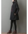 女士高领拉链连衣裙 - 黑色与红色