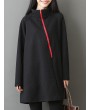 女士高领拉链连衣裙 - 黑色与红色
