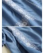 女士牛仔V领刺绣休闲连衣裙