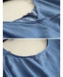 女士不对称牛仔背带裙 - 蓝色,无袖