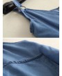 女士不对称牛仔背带裙 - 蓝色,无袖