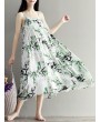 女士飘逸印花细肩带长裙