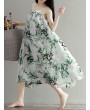 女士飘逸印花细肩带长裙