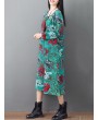 碎花长袖棉涤纶连衣裙