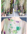 花卉图案无袖开衩长裙 - 涤纶夏季连衣裙
