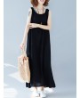 女士无袖聚酯纤维长裙——及踝夏日连衣裙